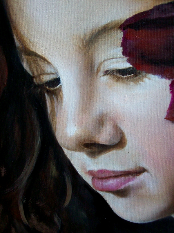 Dziewczyna z kwiatem we włosach (Portret córki) - detal